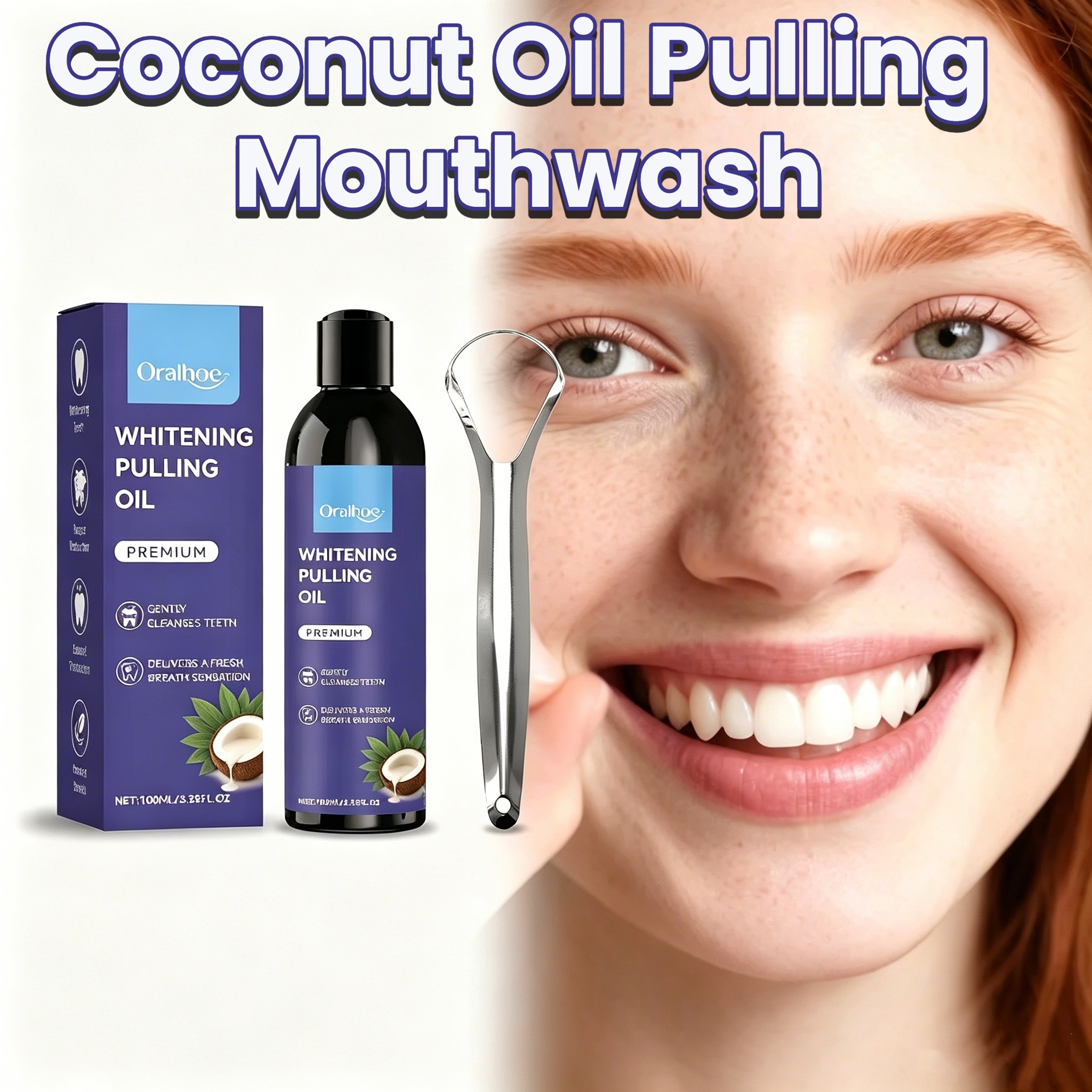 Teeth Whitening Oil Pulling - Coconut Oil Pulling Mouthwash With Mint