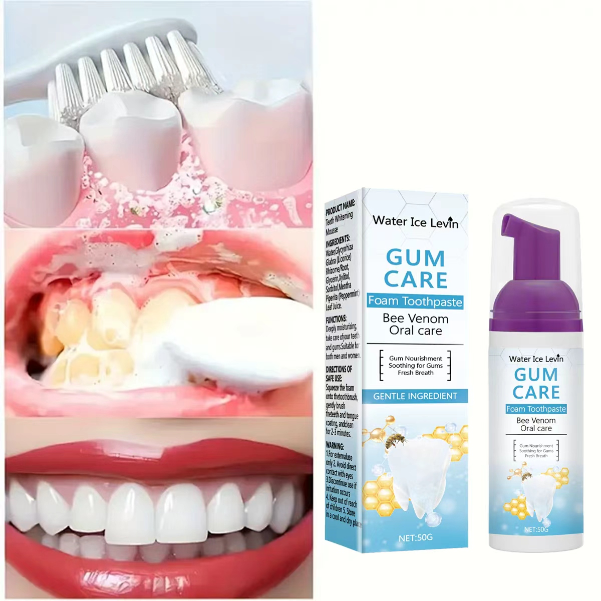 Water Ice Levin Gum Care Foam  - Teeth Whitening Xylitol Gum 리뷰 및 가격