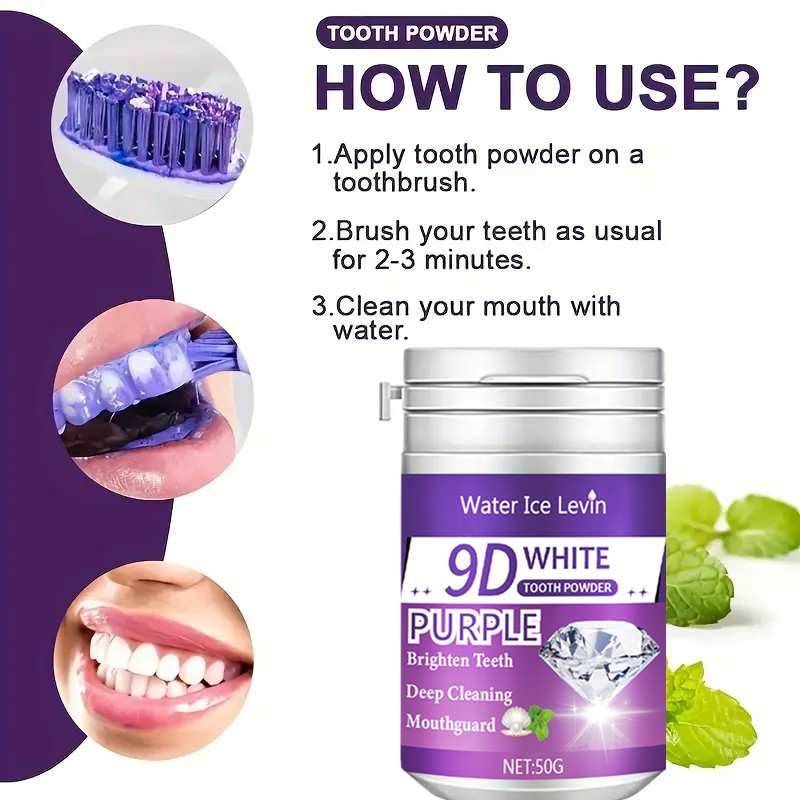 9D White Purple Toothpowder. B - Teeth Whitening Singapore 리뷰 및 가격
