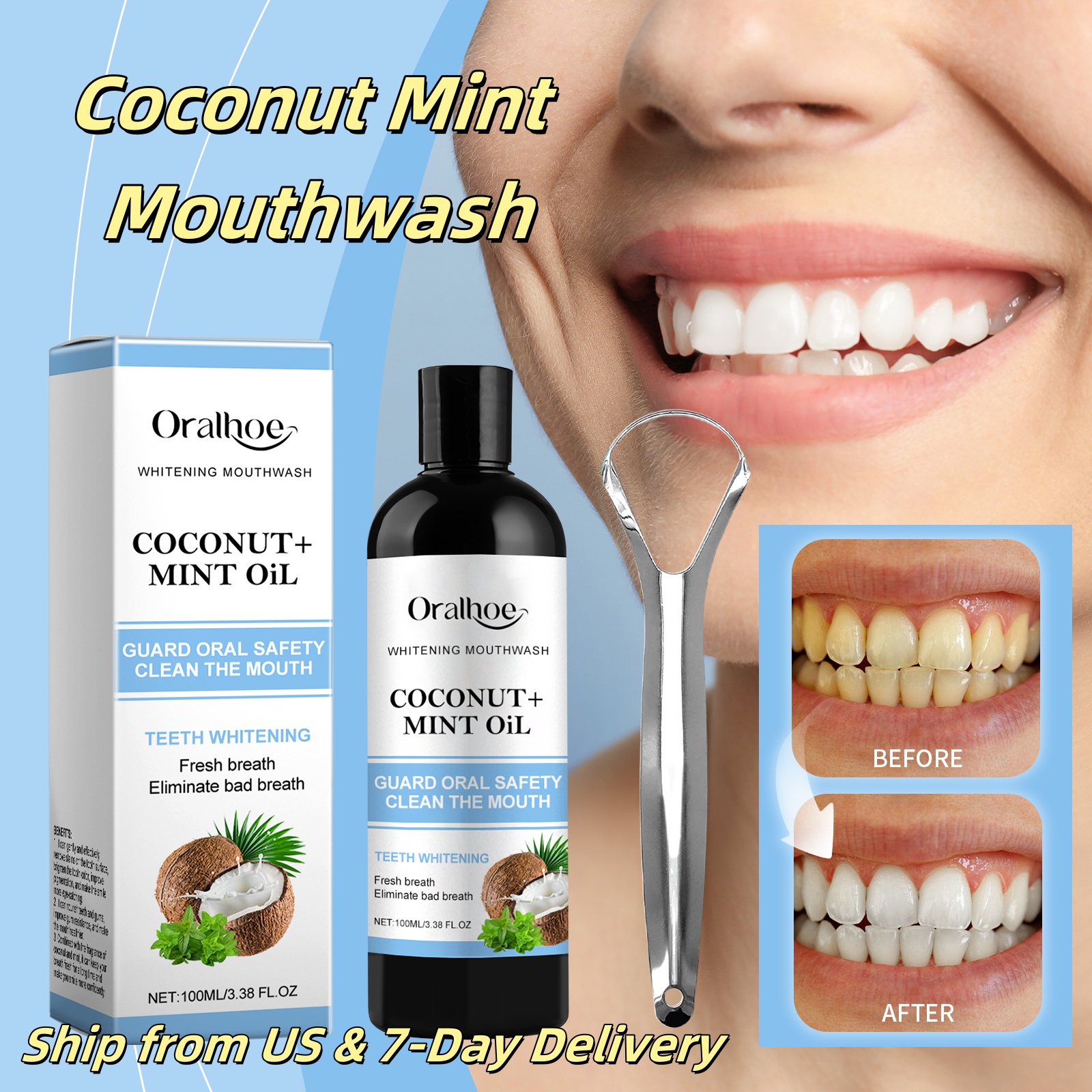 Coconut Mint Pulling Oil Mouth - Teeth Whitening Oil Pulling 리뷰 및 가격