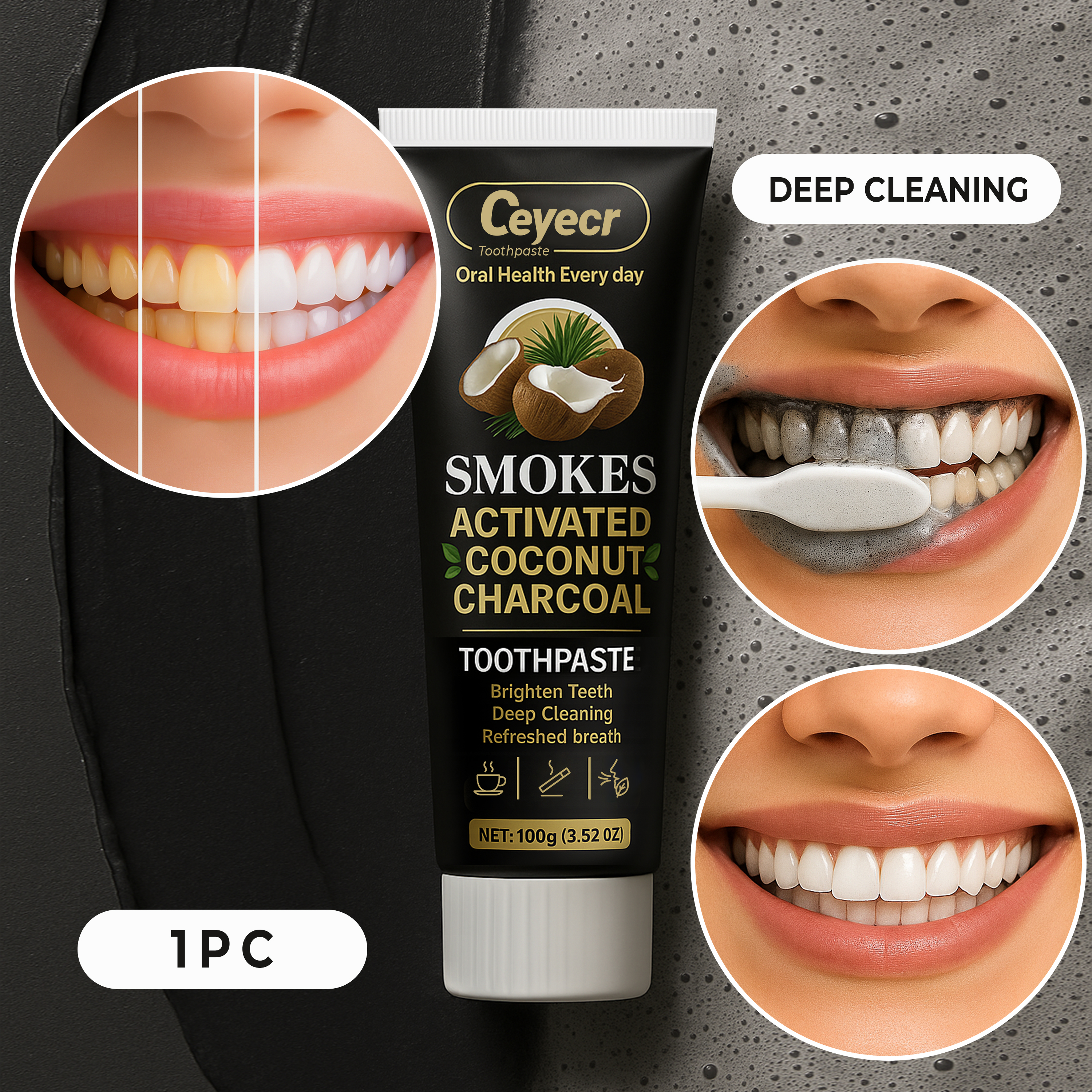 1pc Natural Activated Charcoal - Teeth Whitening Thailand 리뷰 및 가격