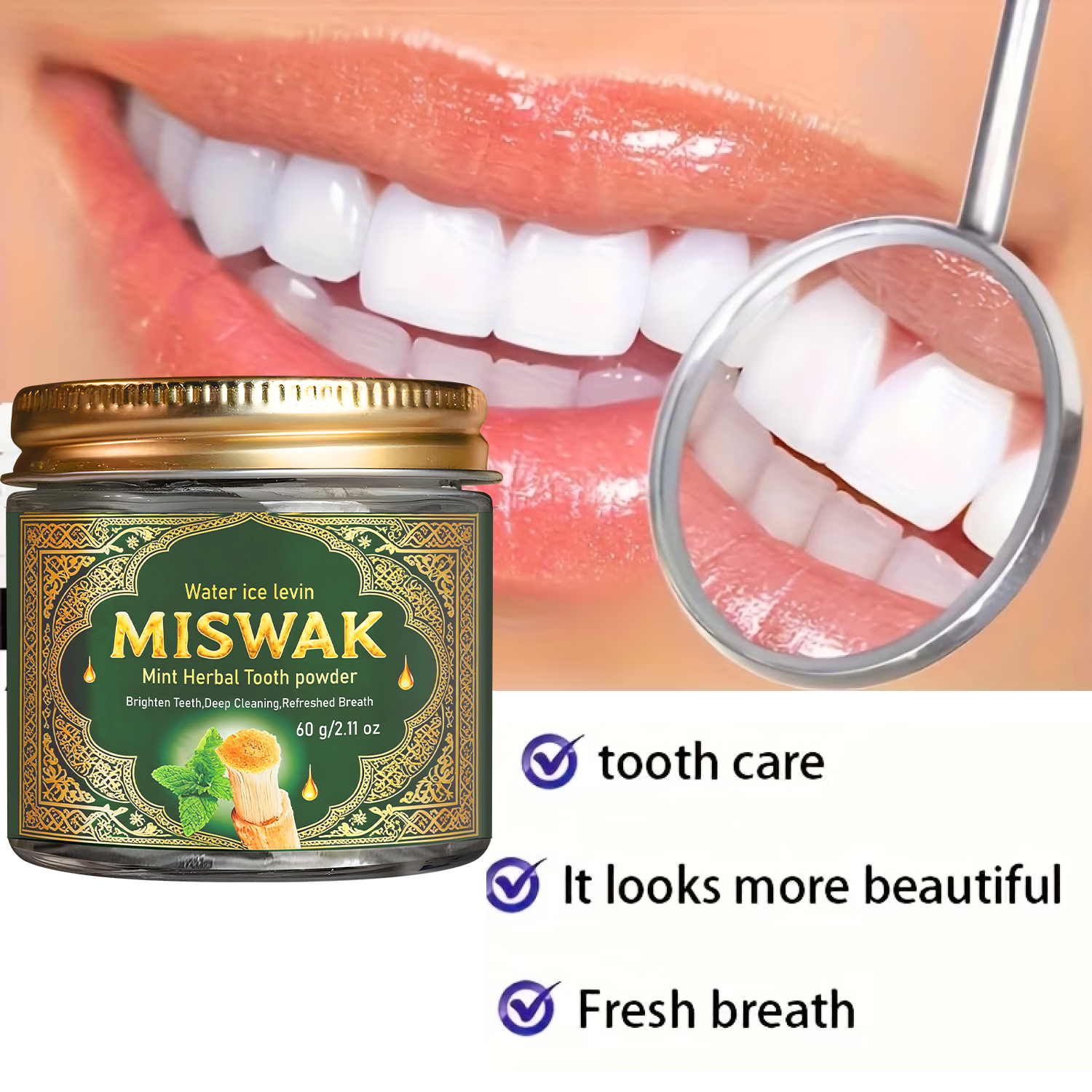 MISWAK Mint Herbal Tooth Powde - Teeth Whitening Thailand 리뷰 및 가격